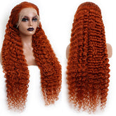 Ronashow Ginger Orange Deep Wave 13*4 Lace Frontal Human Hair Wig
